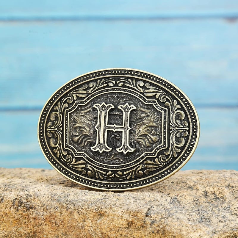 Fibbadet Store Belt Buckles Men Initial Letters A-Z Western Rodeo Cowboy Cowgirl Belt Buckle for Men Boys Halloween Birthday Party - Image 3